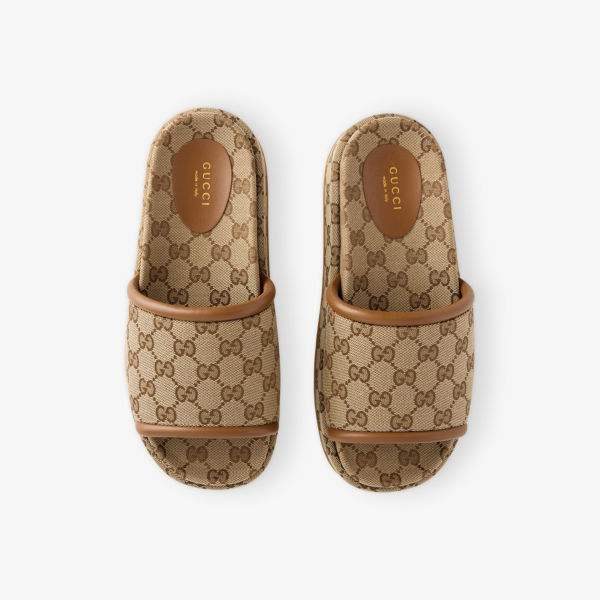 Босоножки Gucci Clarice на платформе, бежевый — фото 2