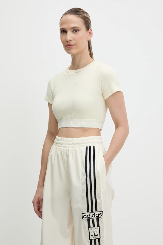 

Футболка Rib SS Top Adidas Originals, бежевый