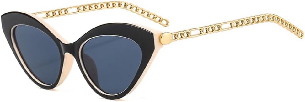 

Ретро-солнцезащитные очки «кошачий глаз» с разноцветными линзами для женщин и мужчин, модные очки с металлической цепочкой, защита от УФ-излучения UV400, темно-зеленые солнцезащитные очки generic, Black Beige Gray