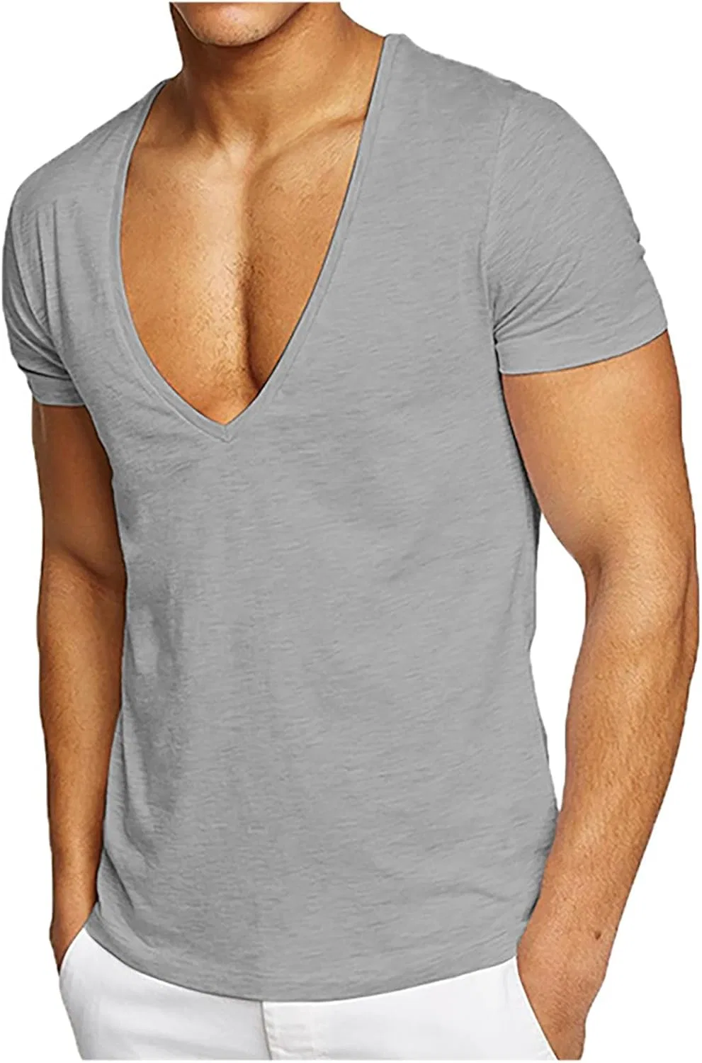 Футболка мужская с V-образным вырезом, Athletic, Moisture Wicking, серый