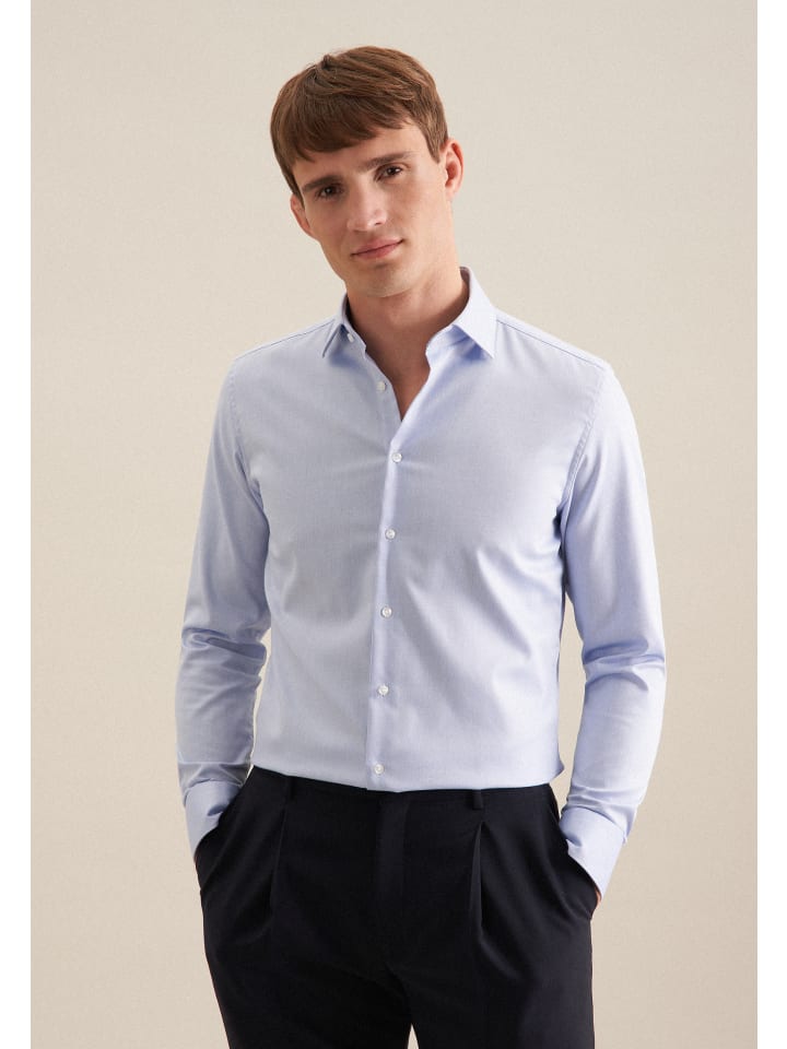 

Рубашка делового кроя X-Slim средне-синего цвета Seidensticker