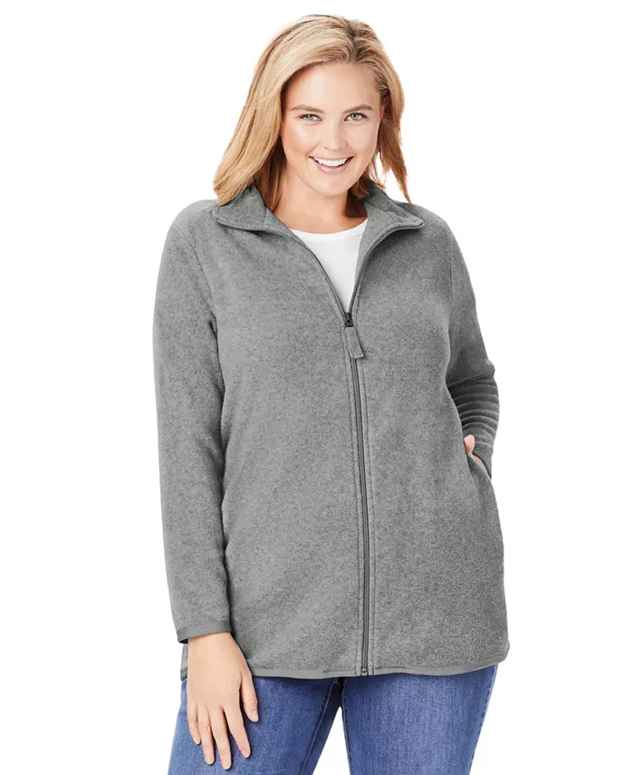 

Женская куртка Plus Size на молнии из микрофлиса Woman Within, красный