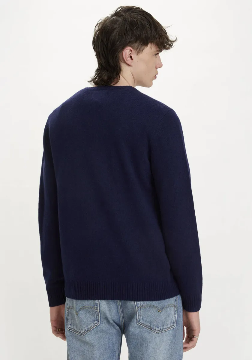 Шерстяной свитер Levi's "ORIGINAL HM SWEATER", классической формы с круглым вырезом, синий — фото 3