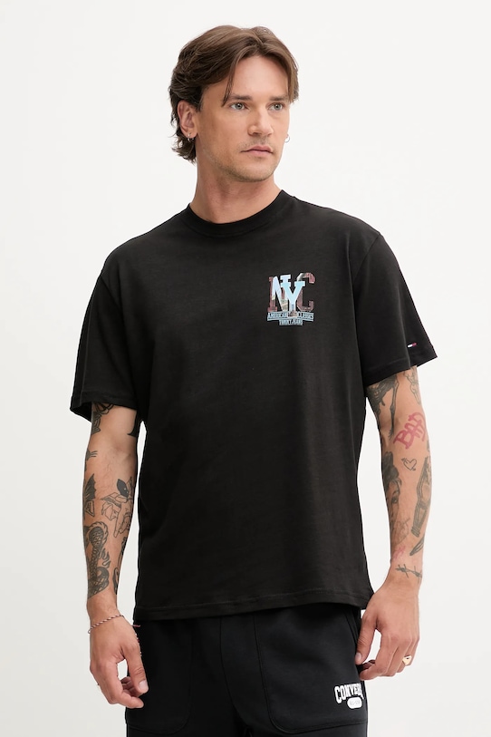 

Хлопковая футболка Tommy Jeans, черный
