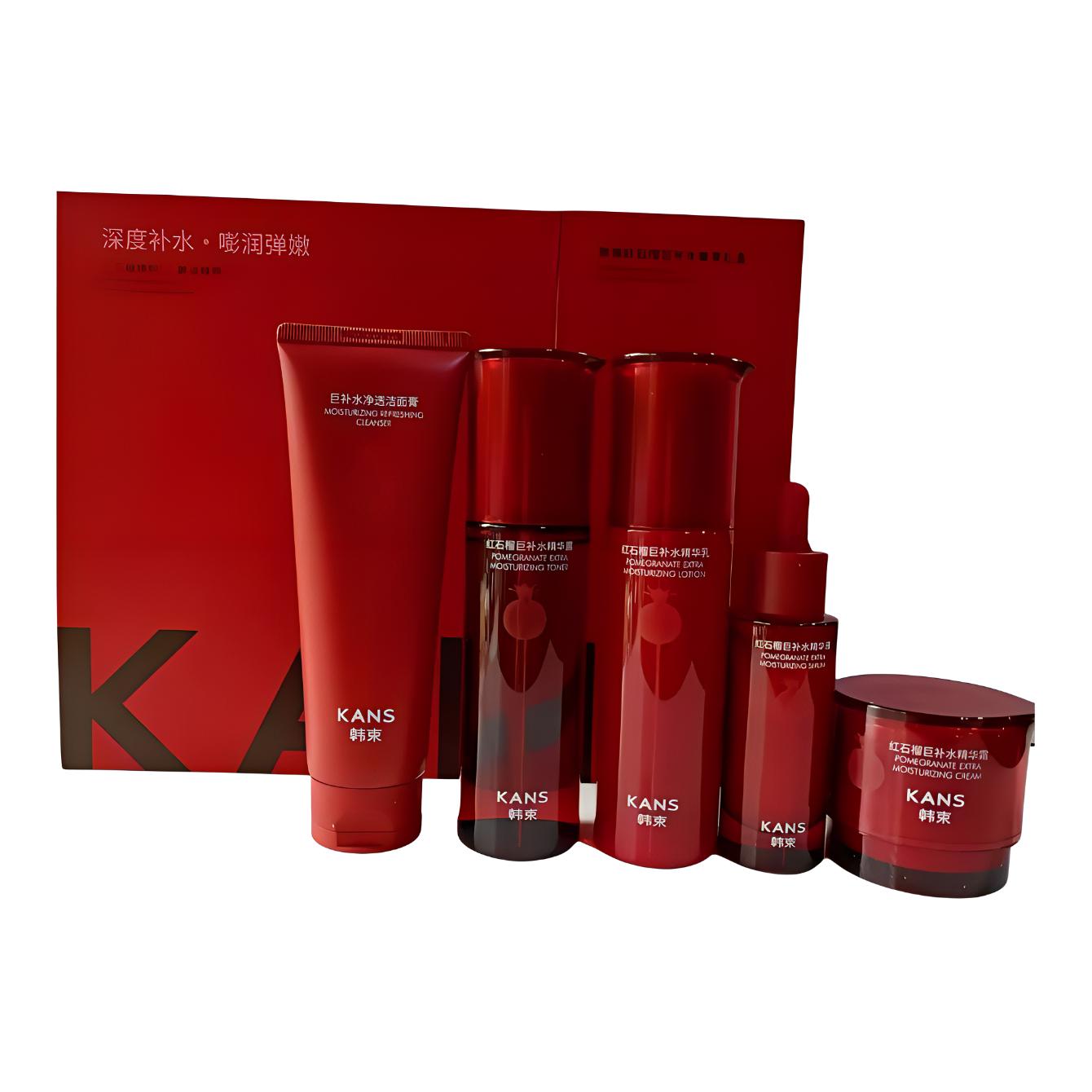 

гранат наборы для ухода за кожей успокаивающее, осветляющее, увлажняющее, питательное и уменьшение тонких линий KANS, красный Garnet Giant Hydrating Box