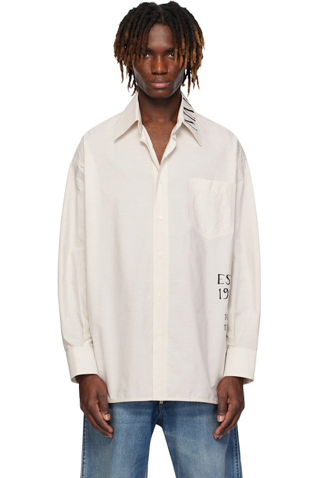 

Асимметричная полосатая поплиновая рубашка Mm6 Maison Margiela, белый