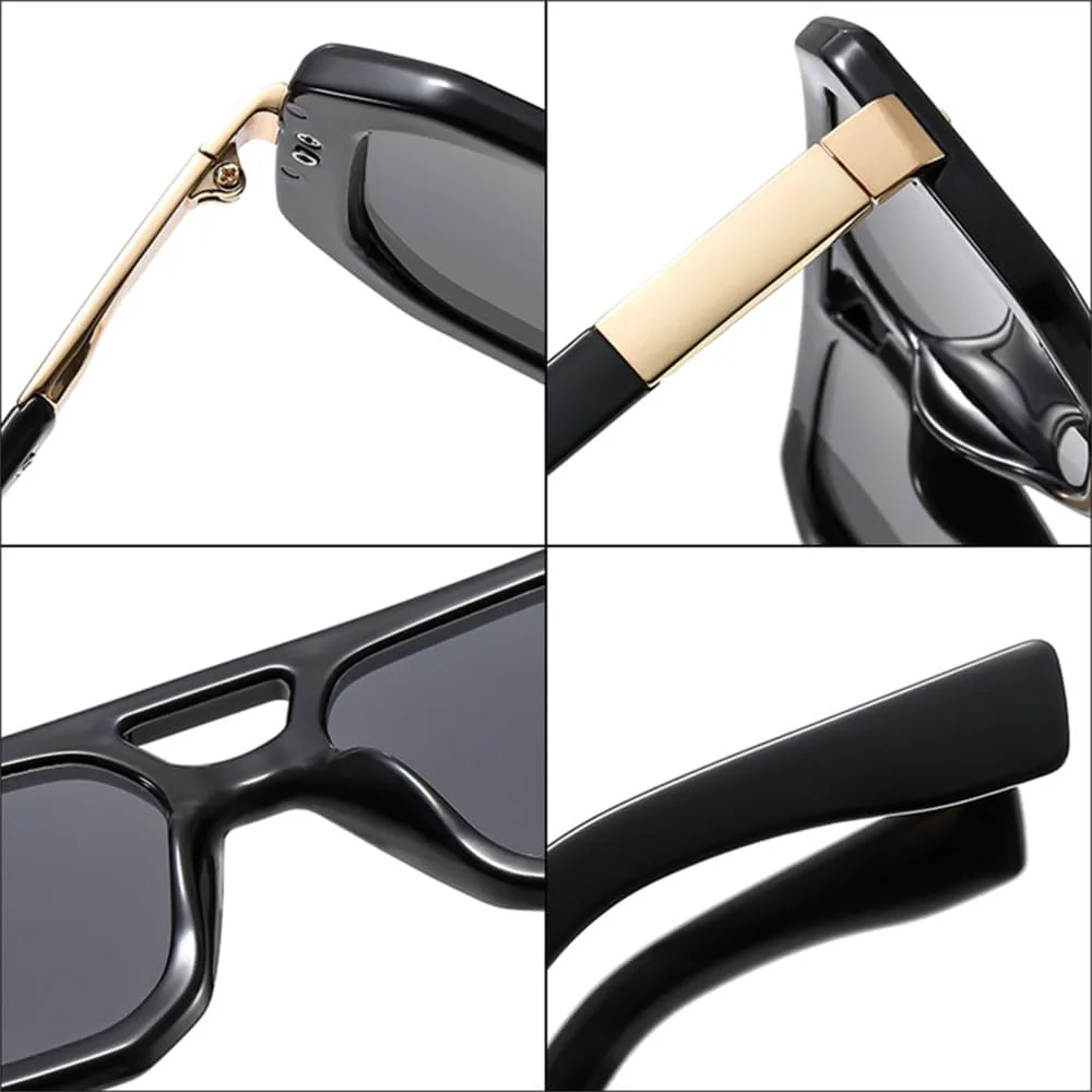 

Солнцезащитные очки 2026 года для женщин, ретро, ​​квадратные, прозрачные, градиентные, UV400; солнцезащитные очки для мужчин с заклепками MTZJH, One Color