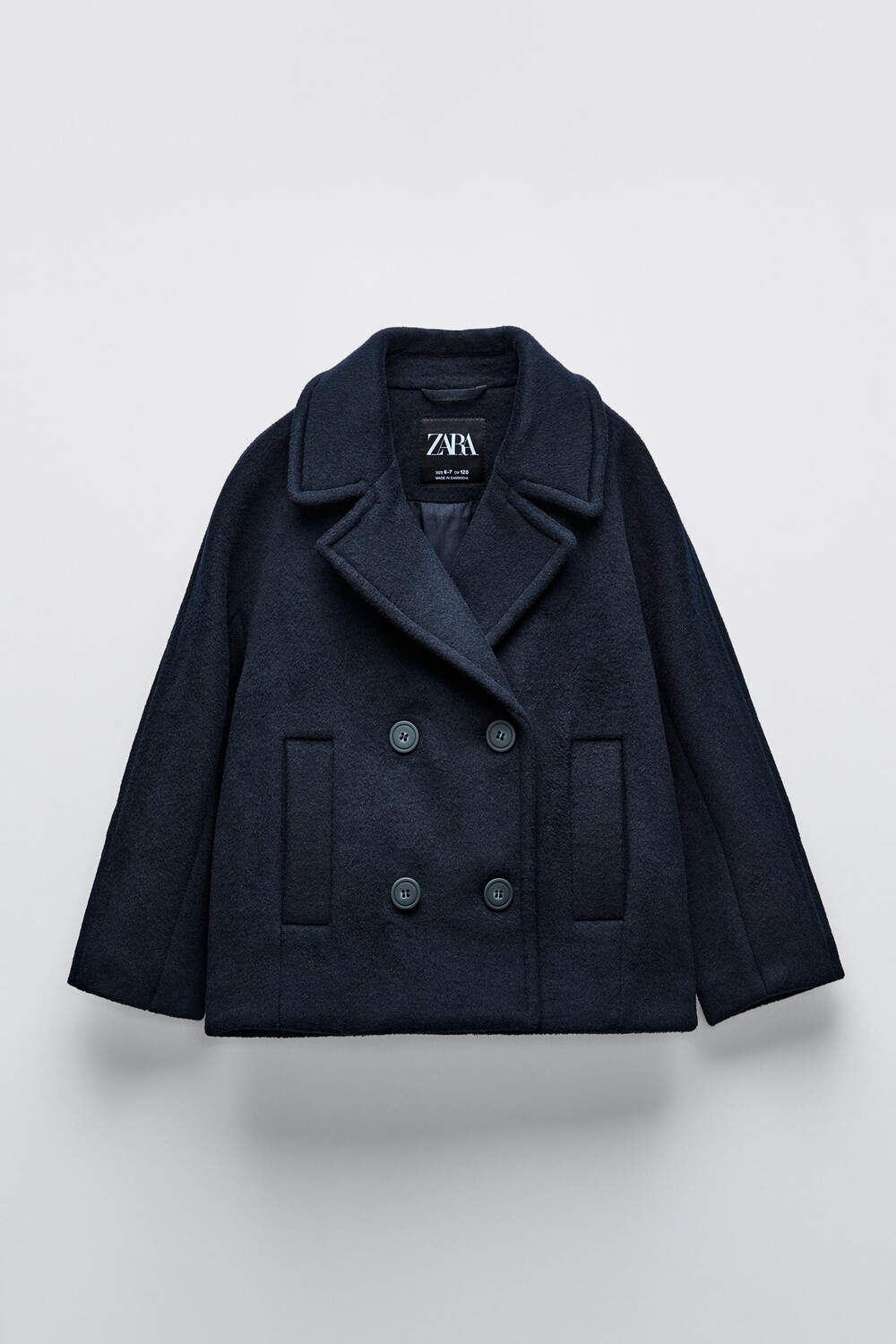 

Короткое пальто на пуговицах ZARA, темно-синий