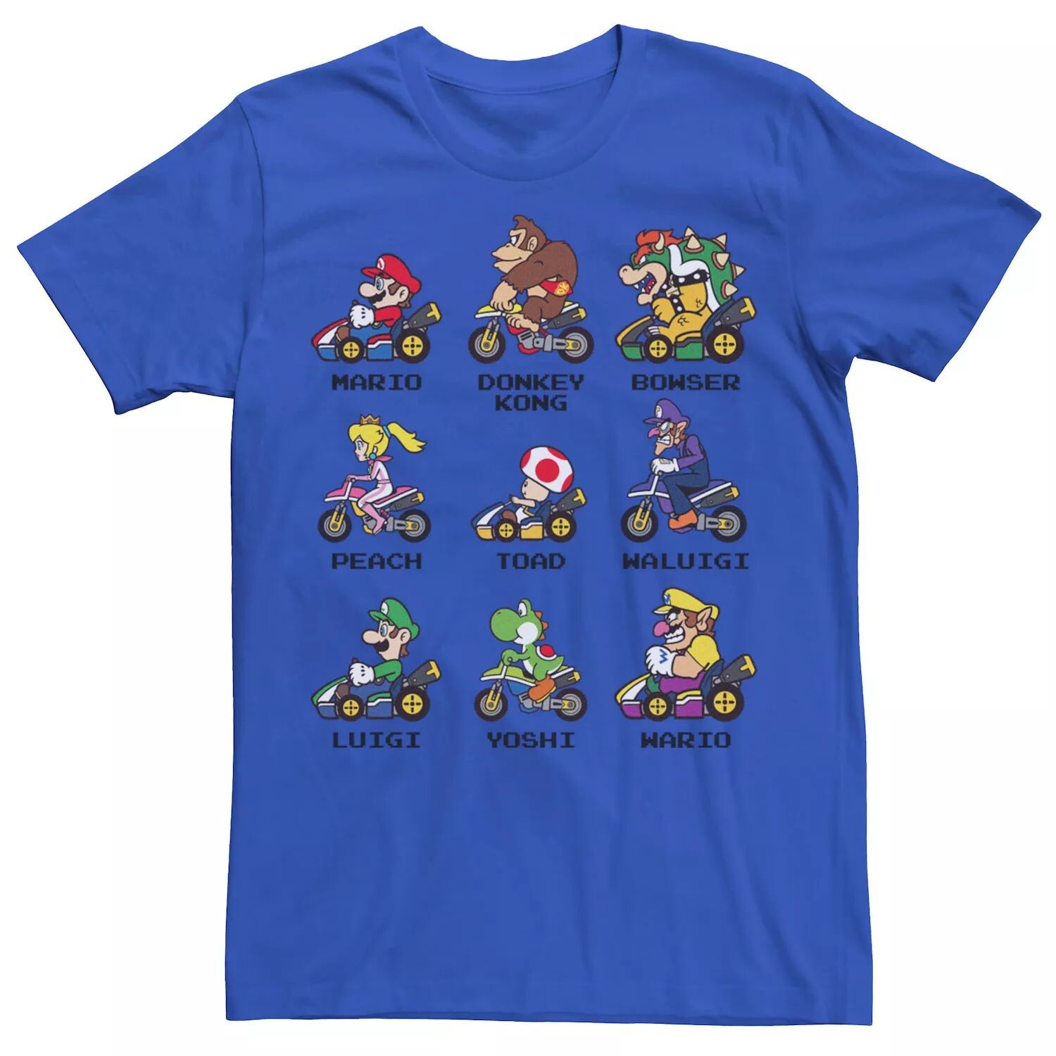 

Мужская футболка с именами Nintendo Mario Kart Racers, вид сбоку Licensed Character