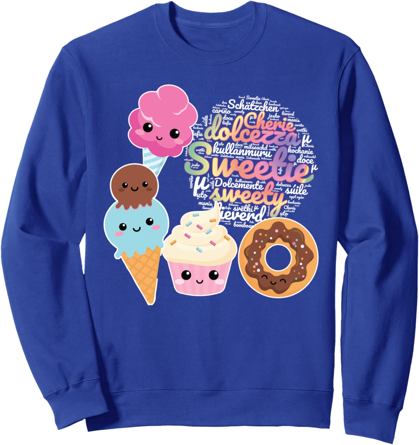 

Милая толстовка Sweetie Kawaii Sweets and Candy Happy Sweet Tooth Chicago Boho, синий