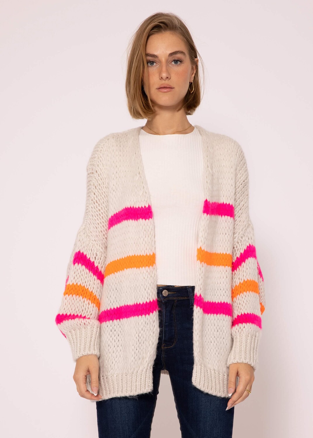 

Кардиган SASSYCLASSY Oversize Strick, цвет Offwhite, Pink