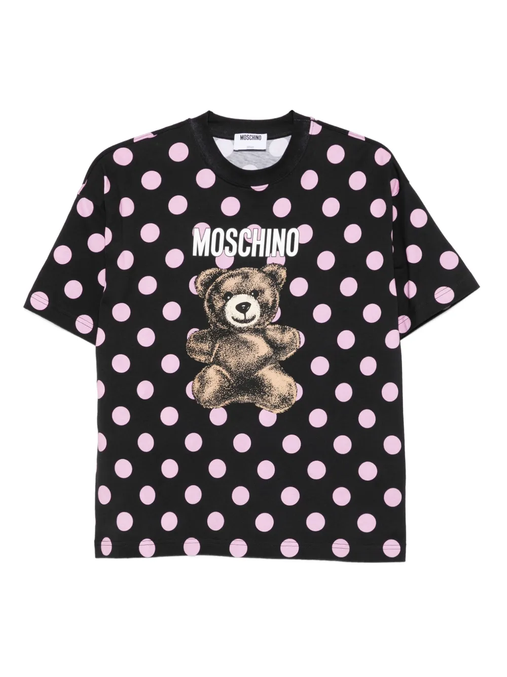 

Футболка в горох с принтом Teddy Moschino, черный
