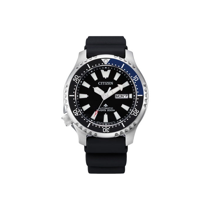 

CITIZEN Механические часы с резиновым ремешком, мужские часы, черный циферблат NY0111 11E