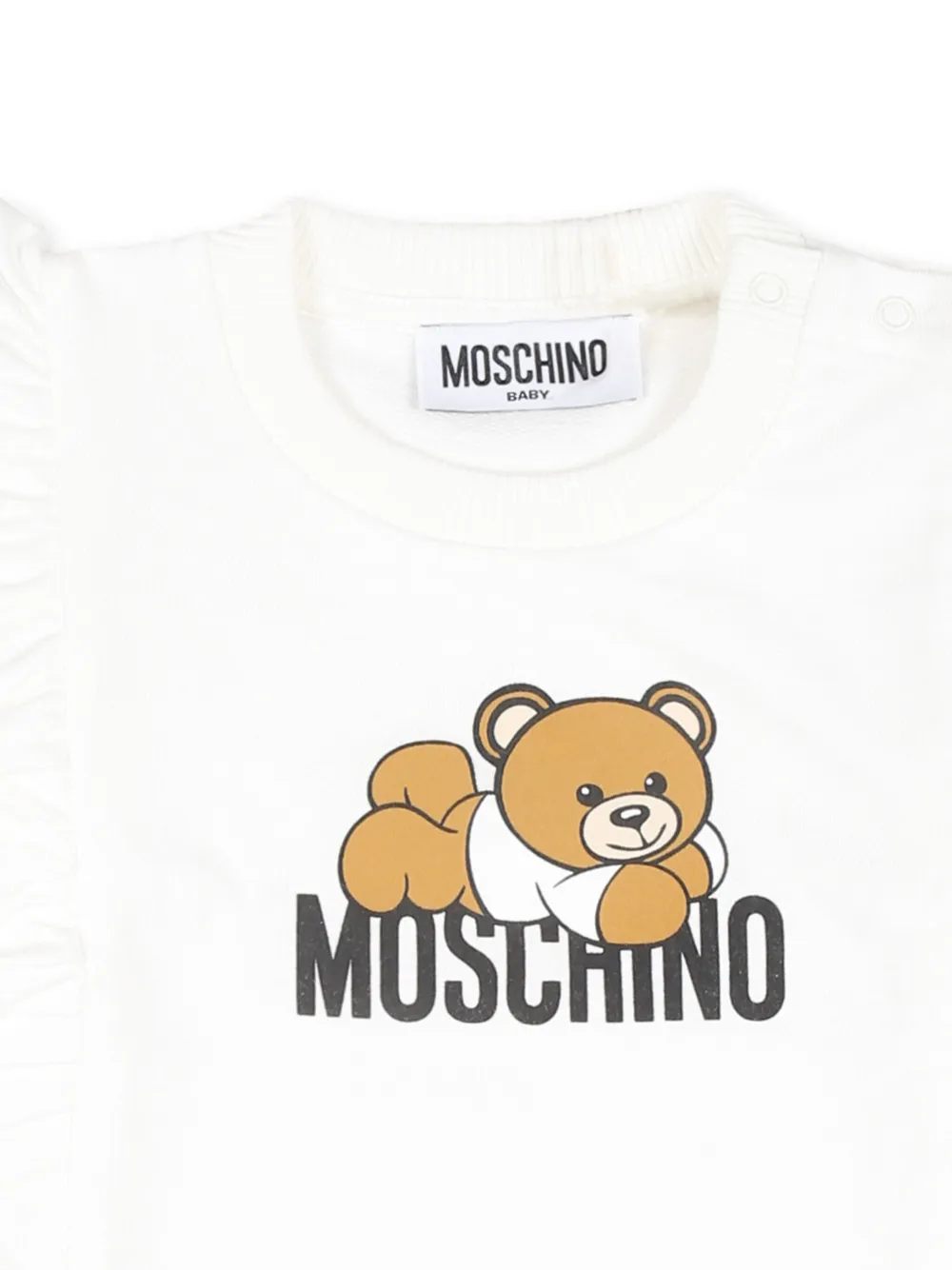 Платье мини из органического хлопка с принтом Teddy Bear Moschino Kids, белый — фото 3