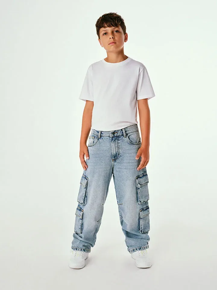 Джинсы карго, regular waist, COOL CLUB, голубой