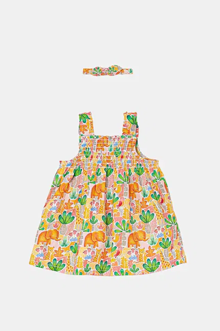 Платье хлопковое с узором Mayoral Newborn, оранжевый