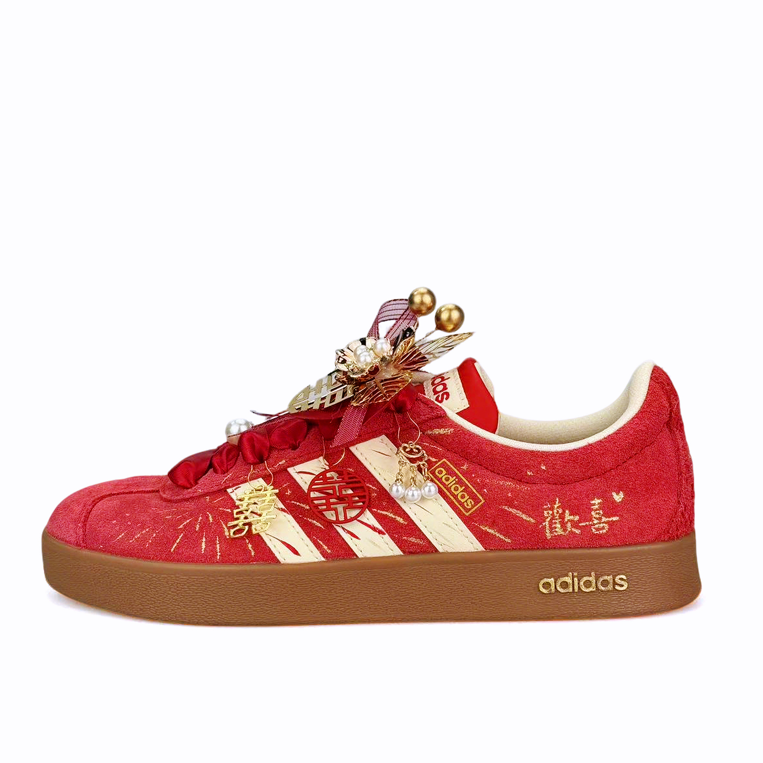 Adidas VL Court Classic Every Step With Joy - износостойкие низкие скейтбордистские кроссовки унисекс, красные — фото 3