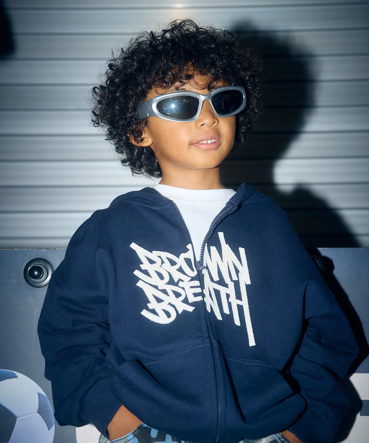 Детская толстовка на молнии Brownbreath Kids Tag Hood, тёмно-синяя