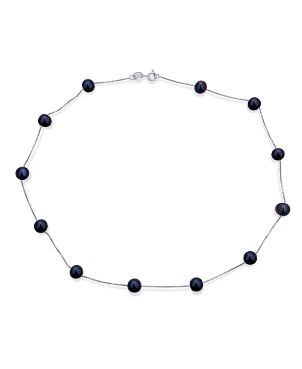 

Ожерелье из натурального камня с пресноводным культивированным жемчугом в оловянной чашке, цепочка, покрытая желтым золотом, стерлинговое серебро, 16 х 18 дюймов Bling Jewelry, black