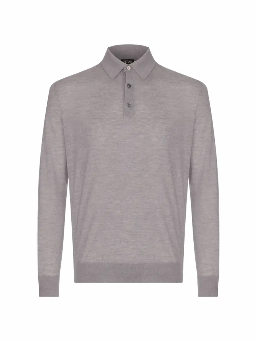 

Шерстяное поло с длинными рукавами Zegna, серый