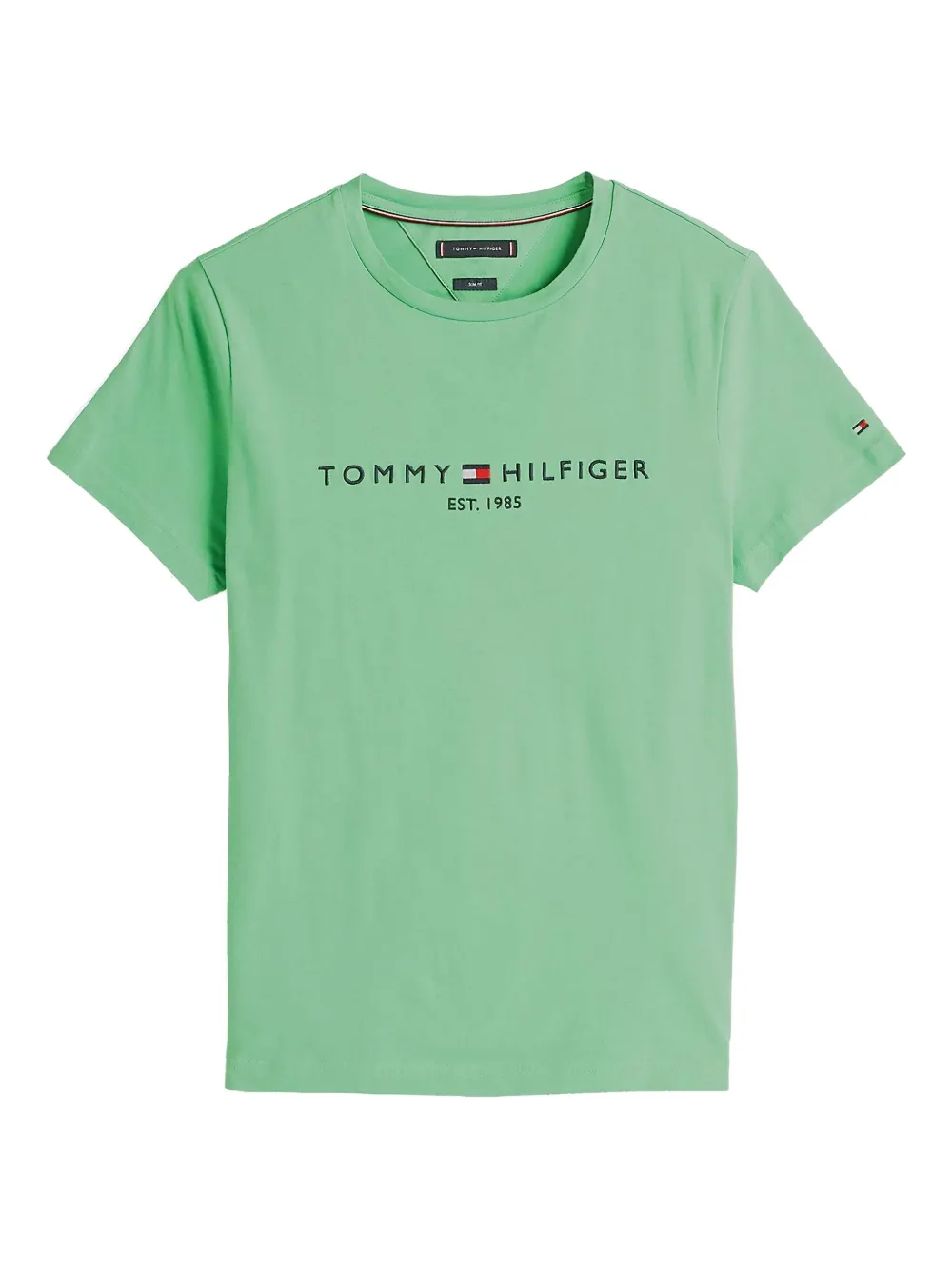 

Хлопковая футболка с вышитым логотипом Tommy Hilfiger, зеленый