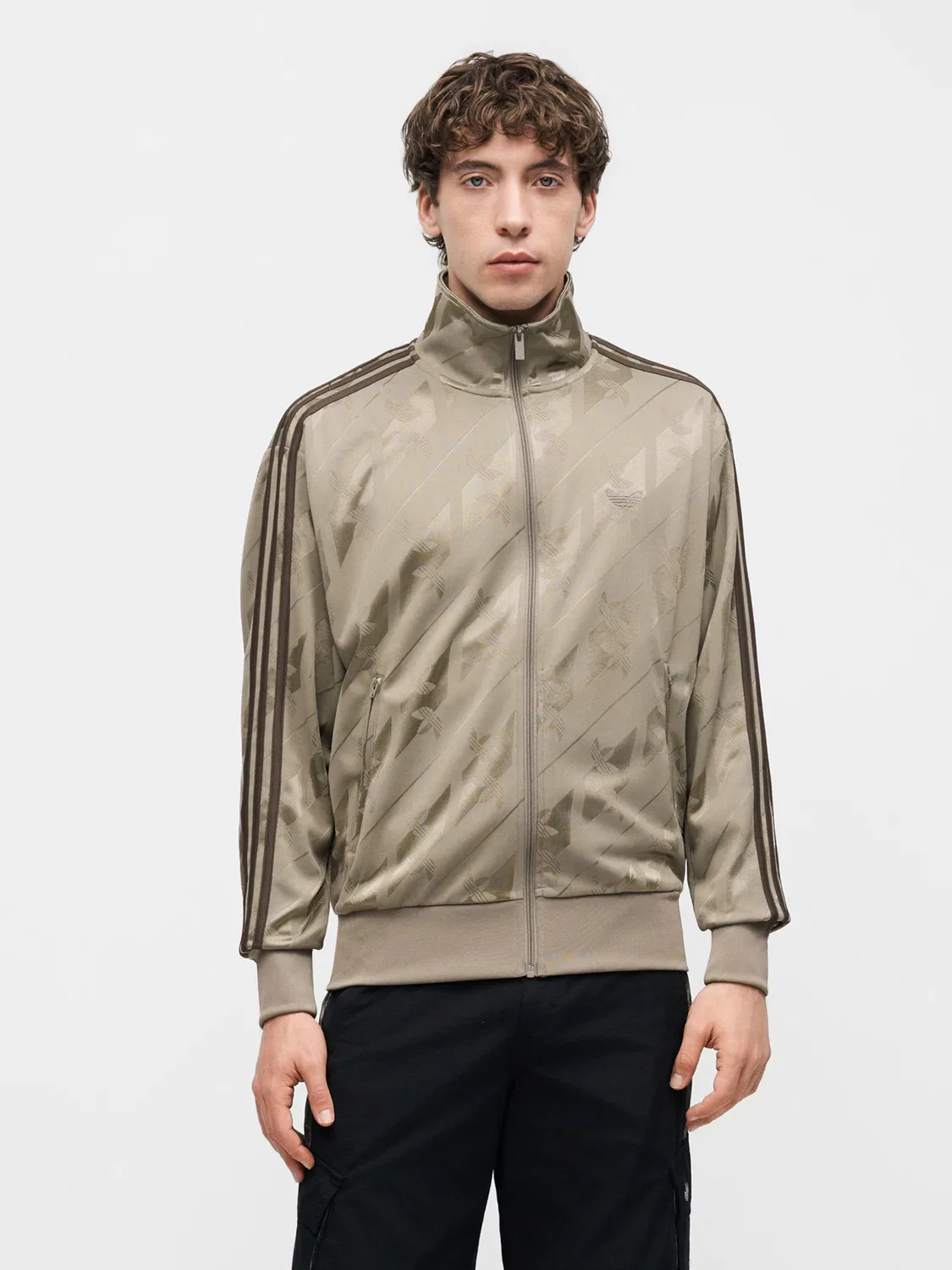 Толстовка на молнии Adidas Originals Firebird бежевого цвета — фото 2
