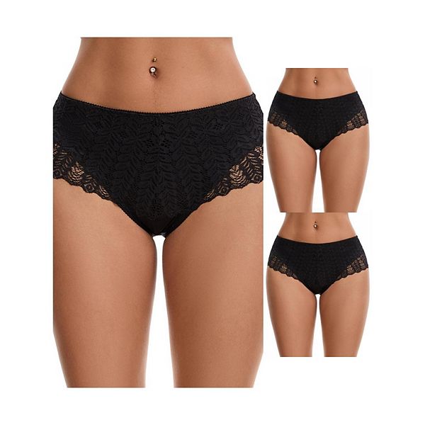 

3 пачки женских трусиков-бикини с кружевом Inspire Chic, Black