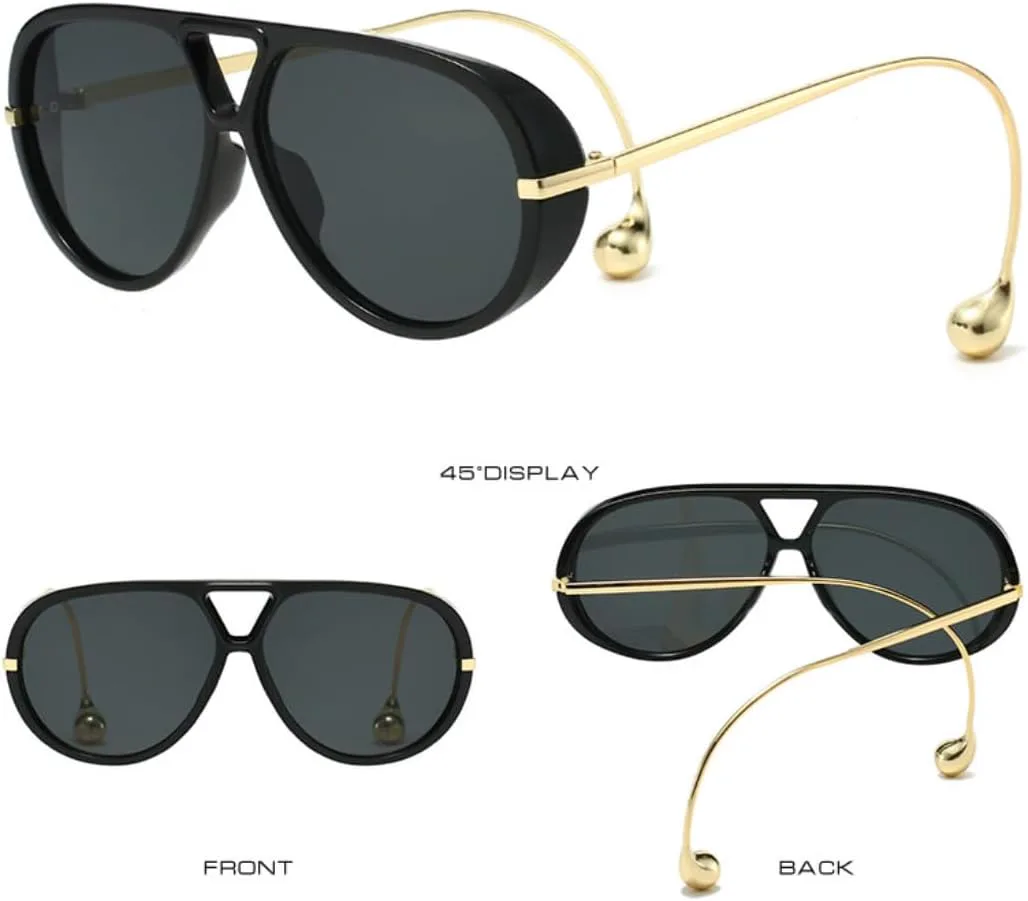 

Винтажные солнцезащитные очки большого размера, унисекс, с двойной перемычкой, защита от УФ-излучения UV400, модные очки в стиле панк, популярные TKKTLLT, Black-brown