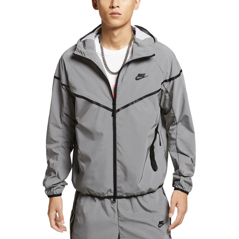 

Nike Вязаная куртка FW24 Flash мужская светоотражающая серебристо-черная, Reflective Silver/Black