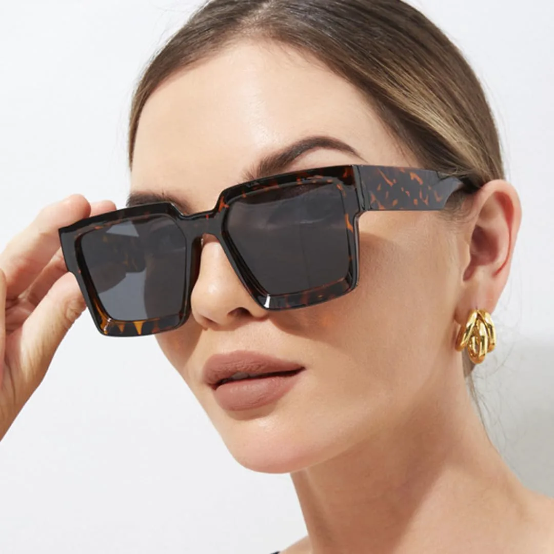 

Большие солнцезащитные очки для женщин и мужчин, прозрачные, градиентные, UV400, в стиле панк (черный леопардовый принт, прозрачные) TVTBBVV, Black Leopard Clear