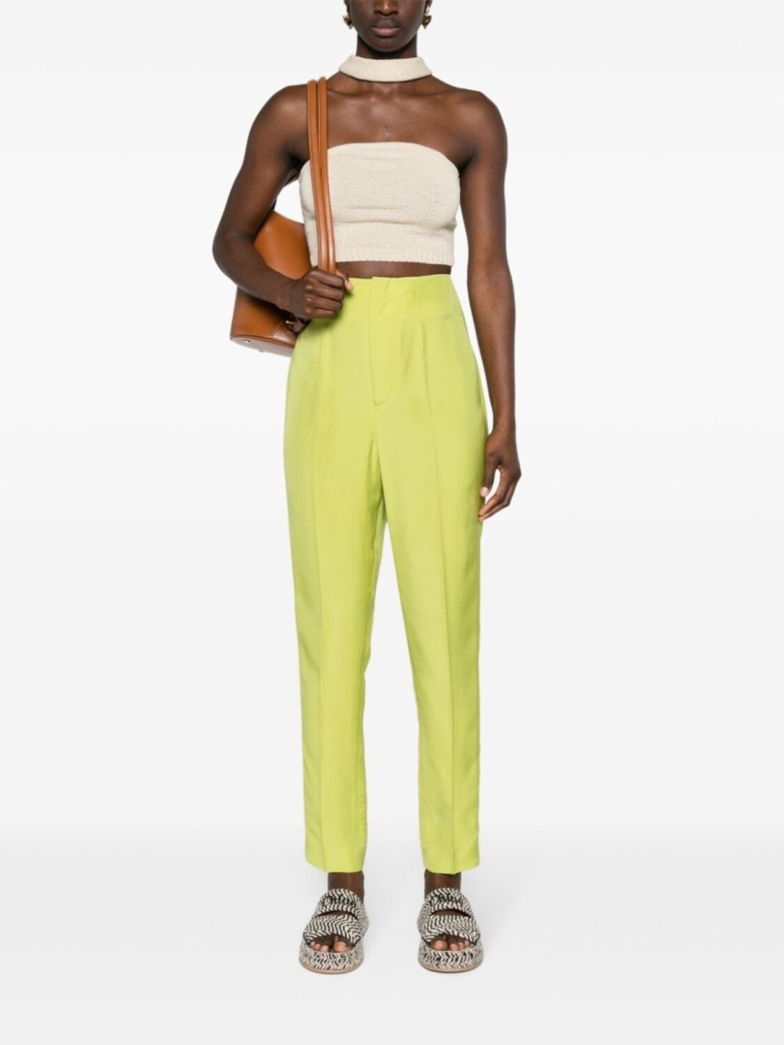 Брюки узкого кроя с завышенной талией Ralph Lauren Collection, зеленые — фото 2