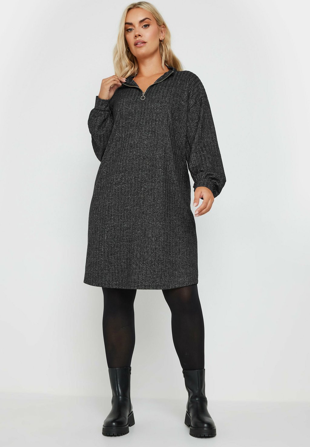 

Платье-джемпер QUARTER ZIP Yours Clothing, темно-серый
