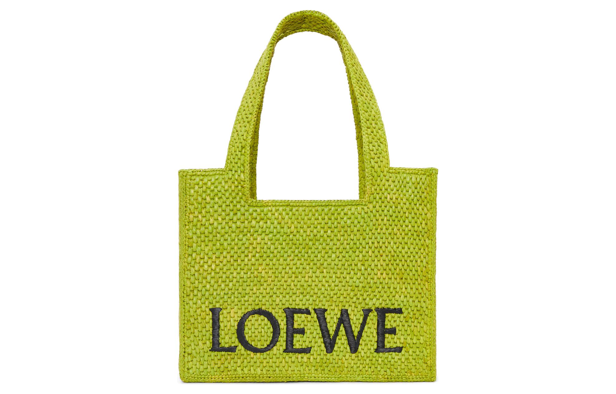 

LOEWE Сумка Font Tote из рафии, сумка через плечо, женская, среднего размера, пастбищно-зеленого цвета