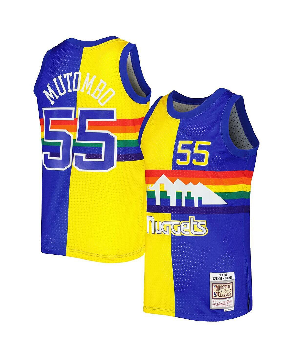 

Мужское джерси Dikembe Mutombo Royal, Gold Denver Nuggets Hardwood Classics 1991-92 Split Swingman Mitchell & Ness