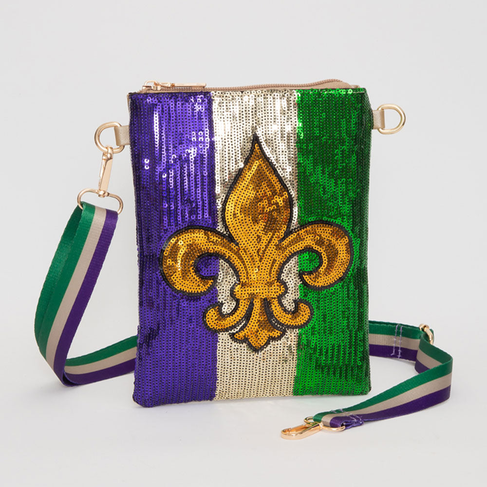 

Сумка через плечо Fleur de Lis Mardi Gras с пайетками FASHNZFAB, золотой