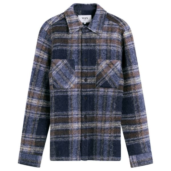 

Рубашка-Накидка из шерстяной смеси в клетку "Уайтинг" Wax London, темно-синий