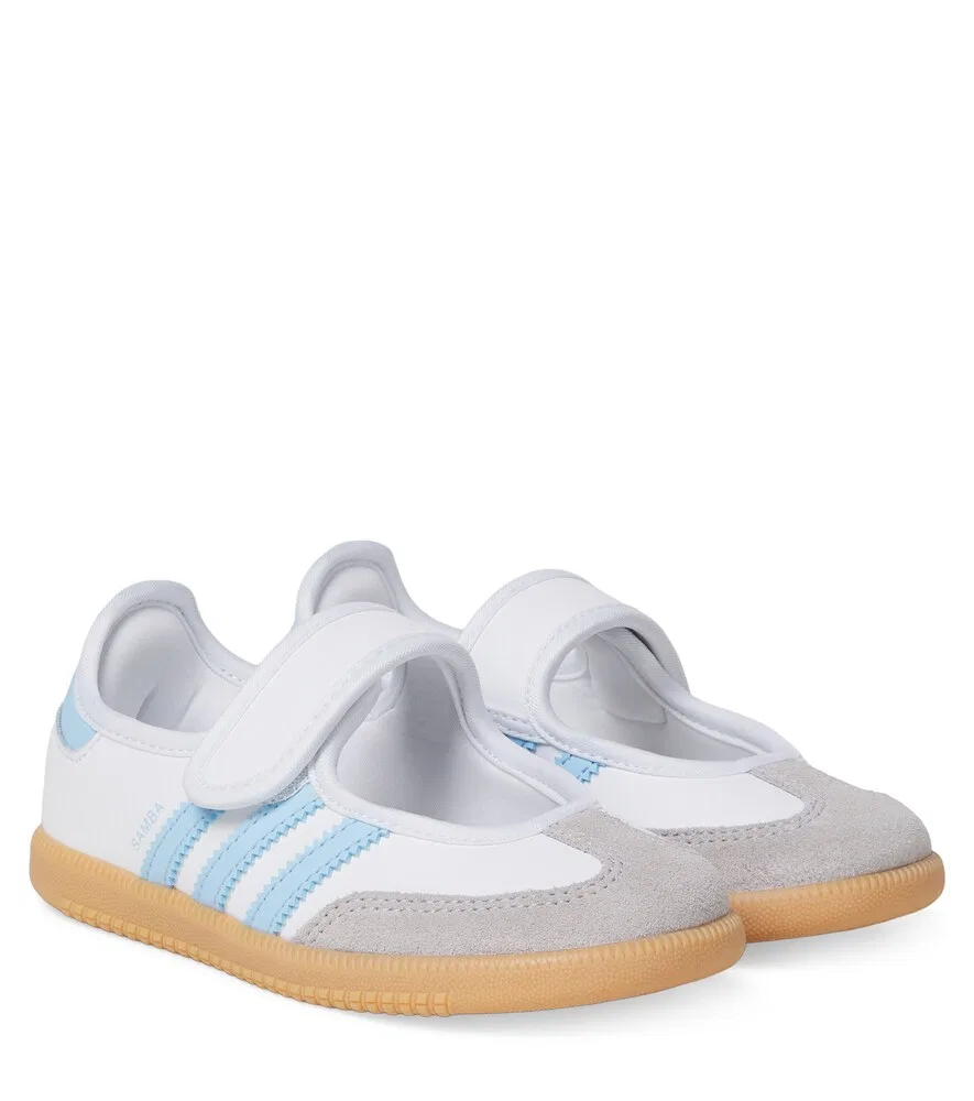 Замшевые балетки «Мэри Джейн» от Samba Adidas Originals Kids, белый