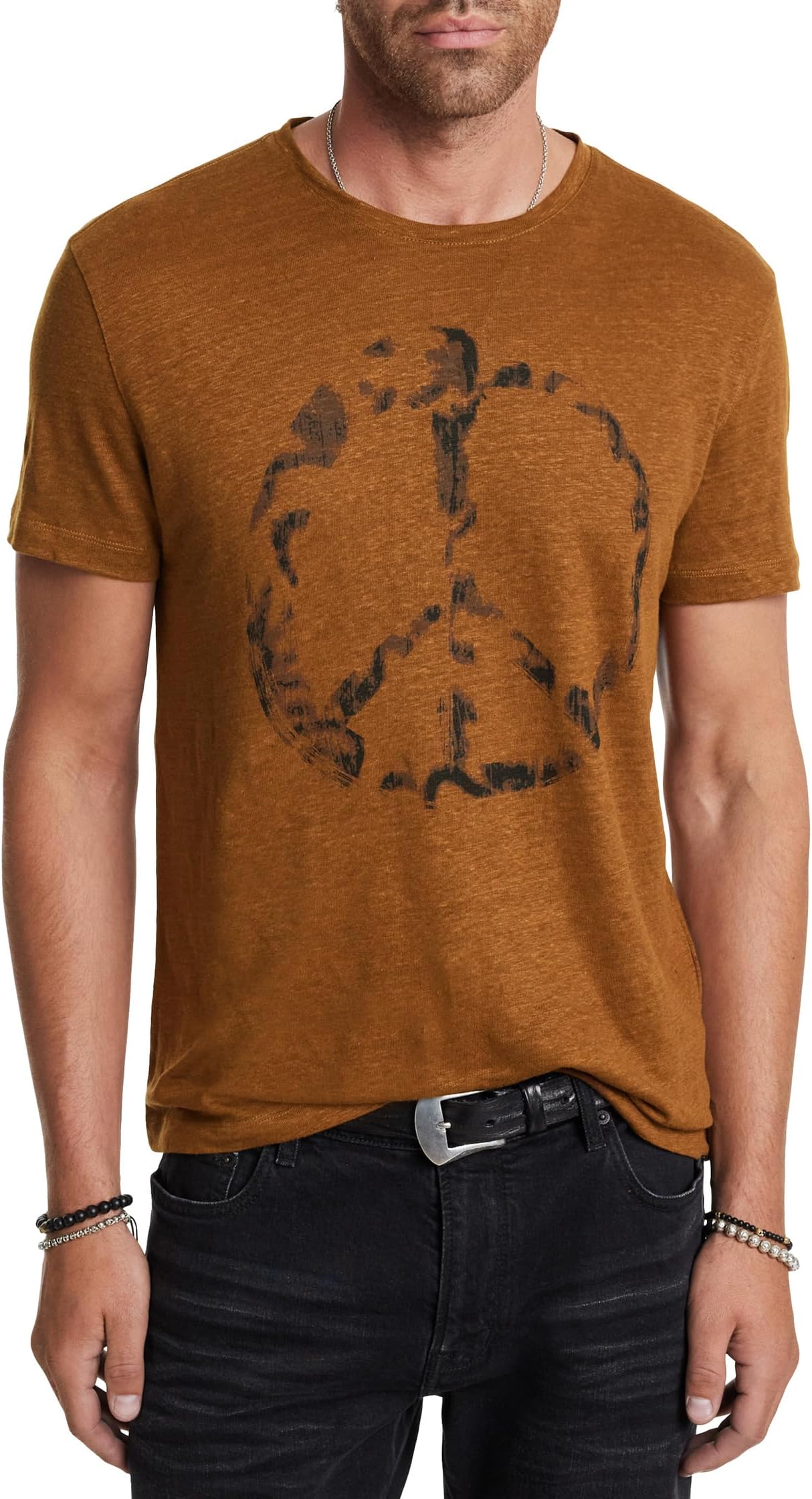 

Футболка John Varvatos Spray Peace Tee, цвет Sienna Brown