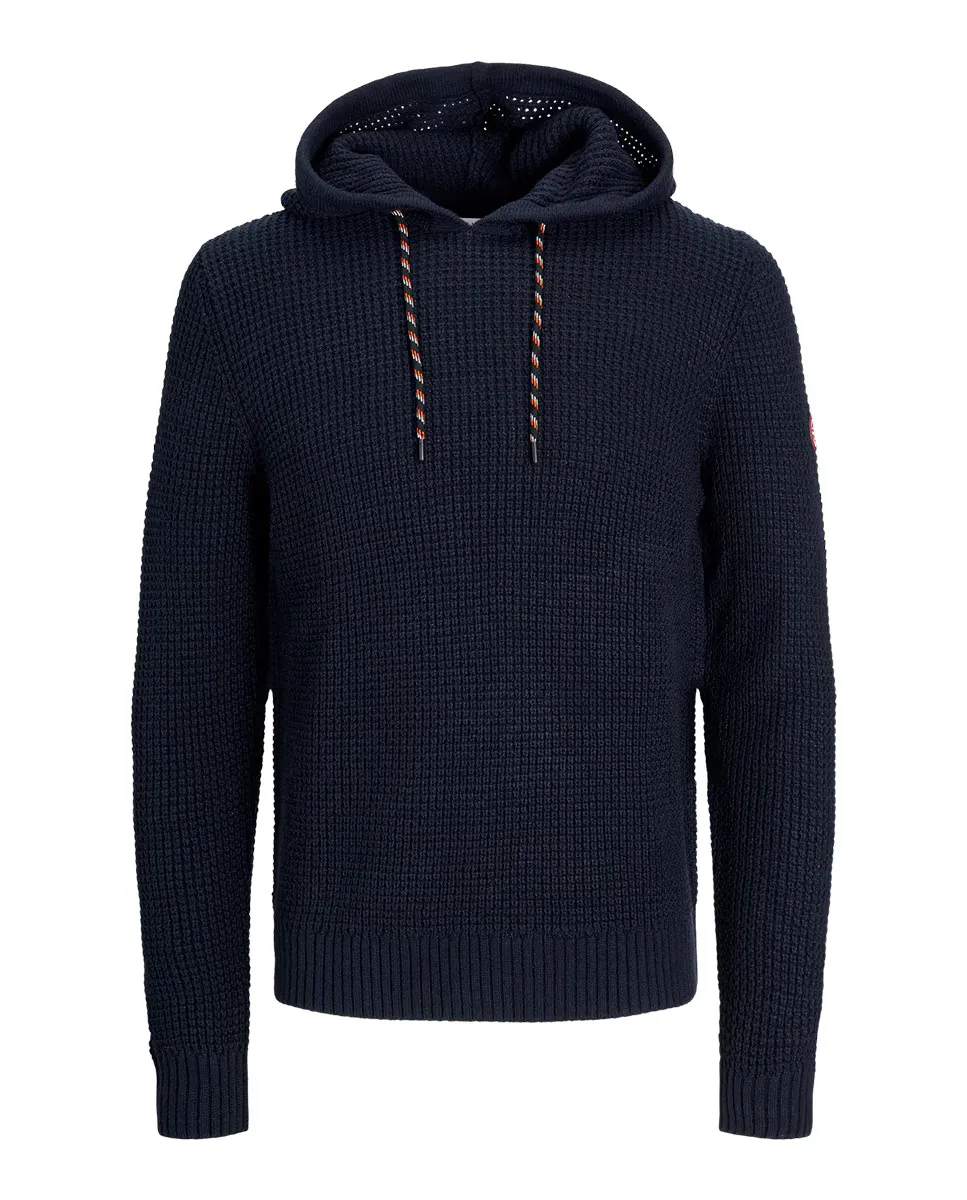 

Мужская вязаная толстовка с регулируемым капюшоном Jack & Jones, темно-синий