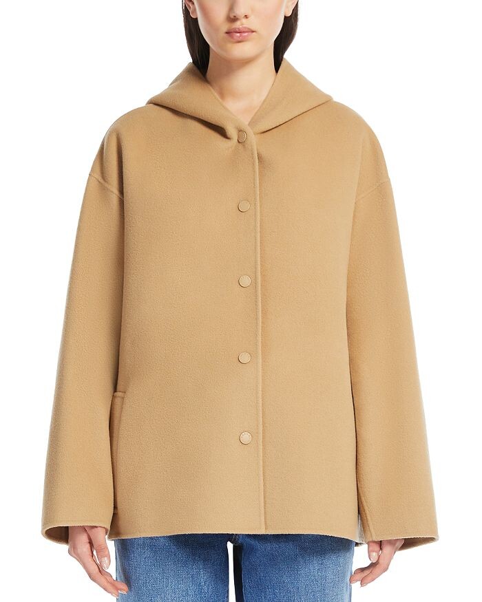 

Шерстяное пальто с капюшоном Weekend Max Mara Gennaio, коричневый/бежевый