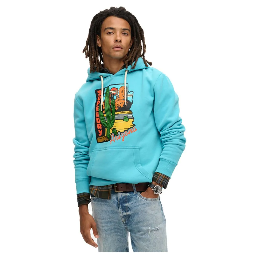 

Худи Superdry Travel Postcard Graphic, синий
