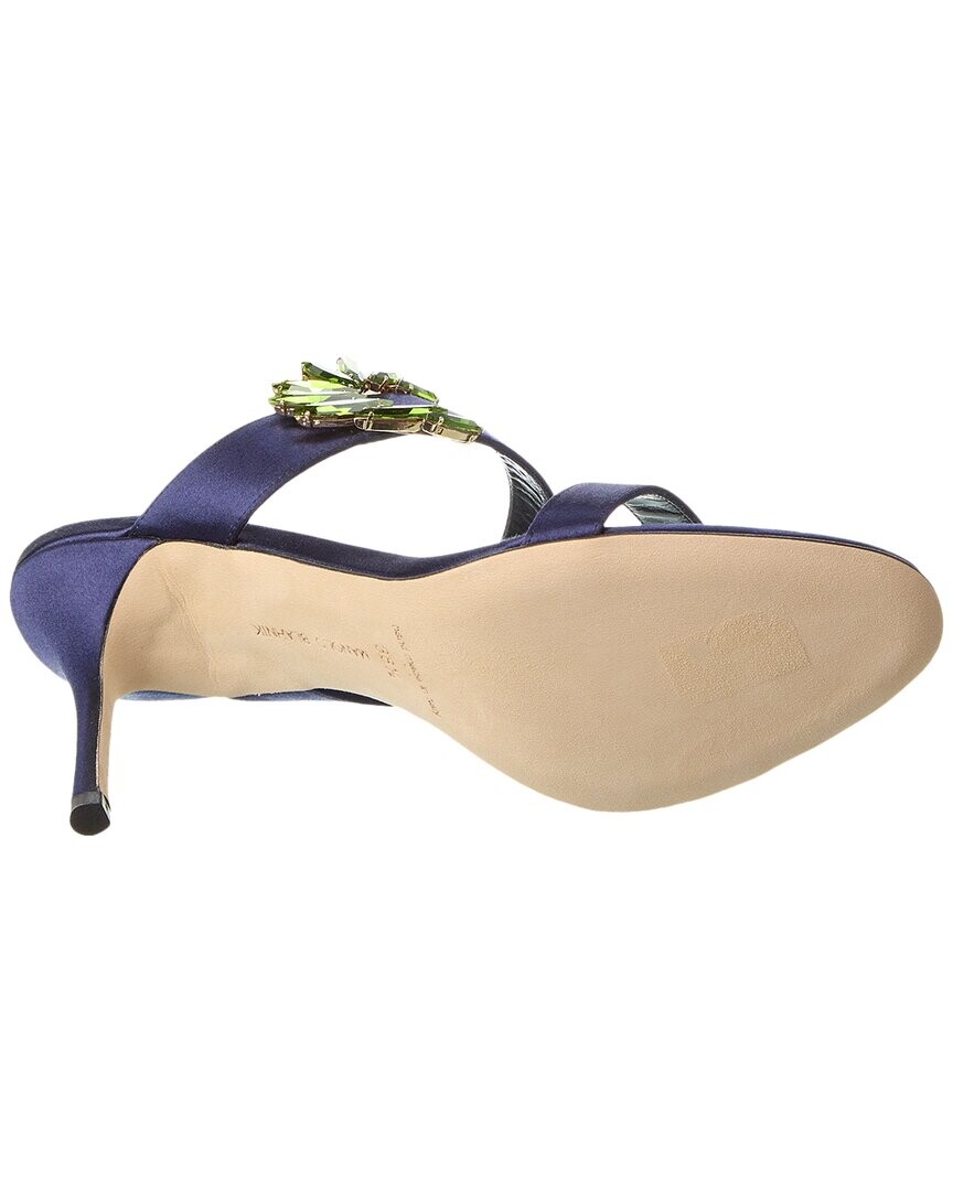 Атласные сандалии Manolo Blahnik Chivela 90, синий — фото 4