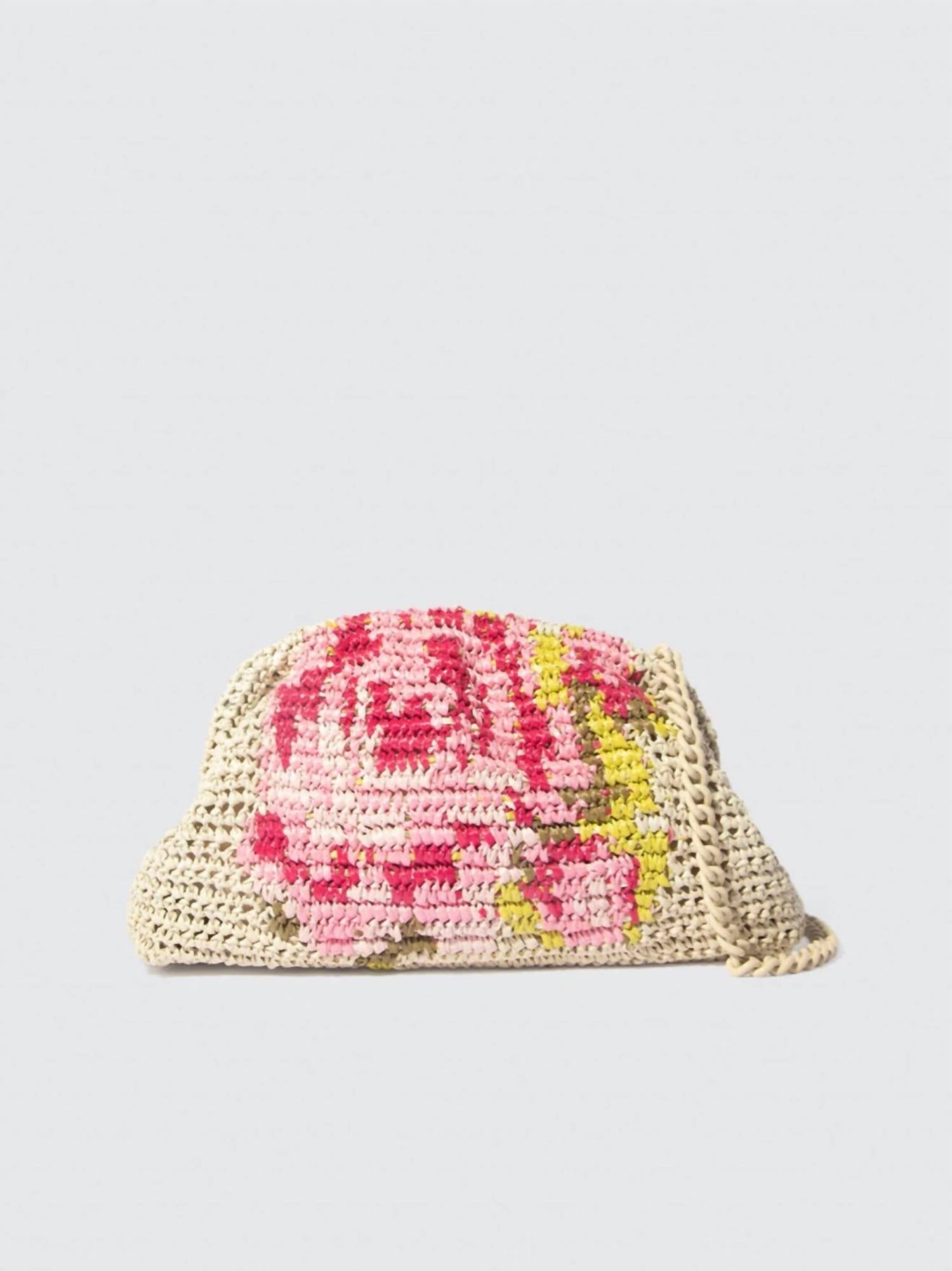 

Женская розовая вязаная игровая сумочка экрю Maria La Rosa