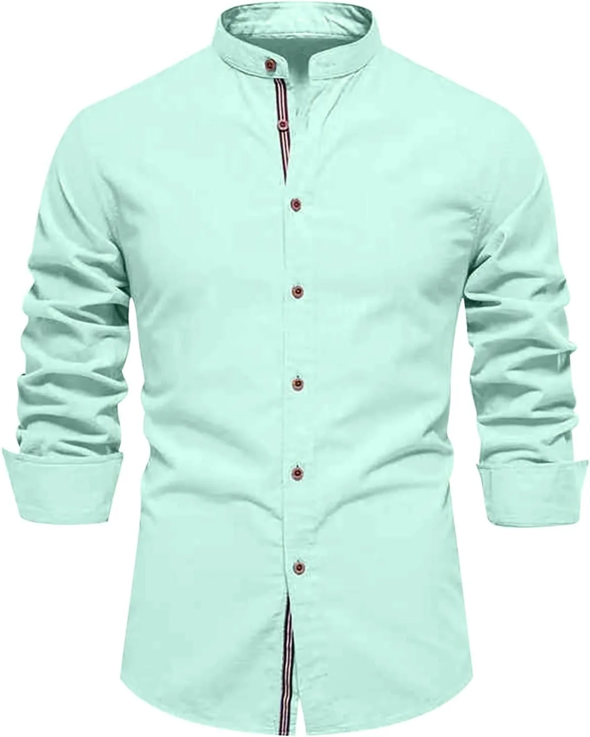 

Мужская длинная рубашка из хлопка и льна с пуговицами и отложным воротником Xiaojmake