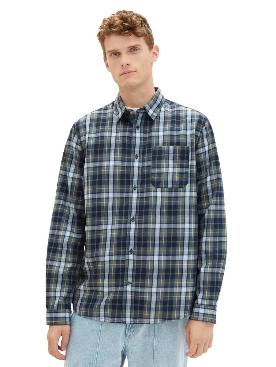 

Фланелевая рубашка TOM TAILOR в клетку, цвет Navy Dark Teal Colorful Check