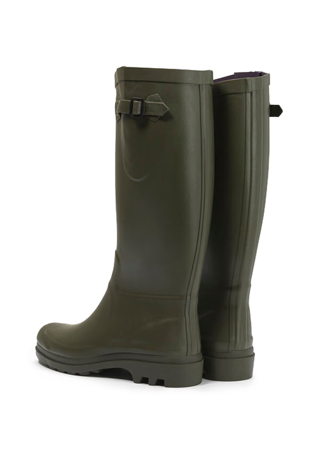 Женские резиновые сапоги Aigle высокие с пряжкой, темно-зеленый — фото 3