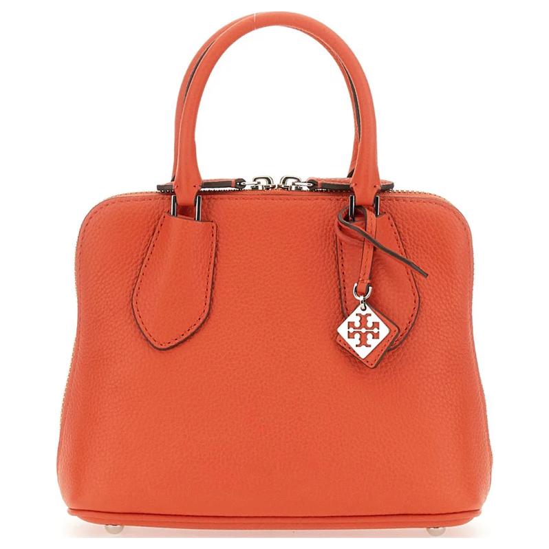 

Кожаная плечевая сумка через плечо мини женская пламенного цвета TORY BURCH