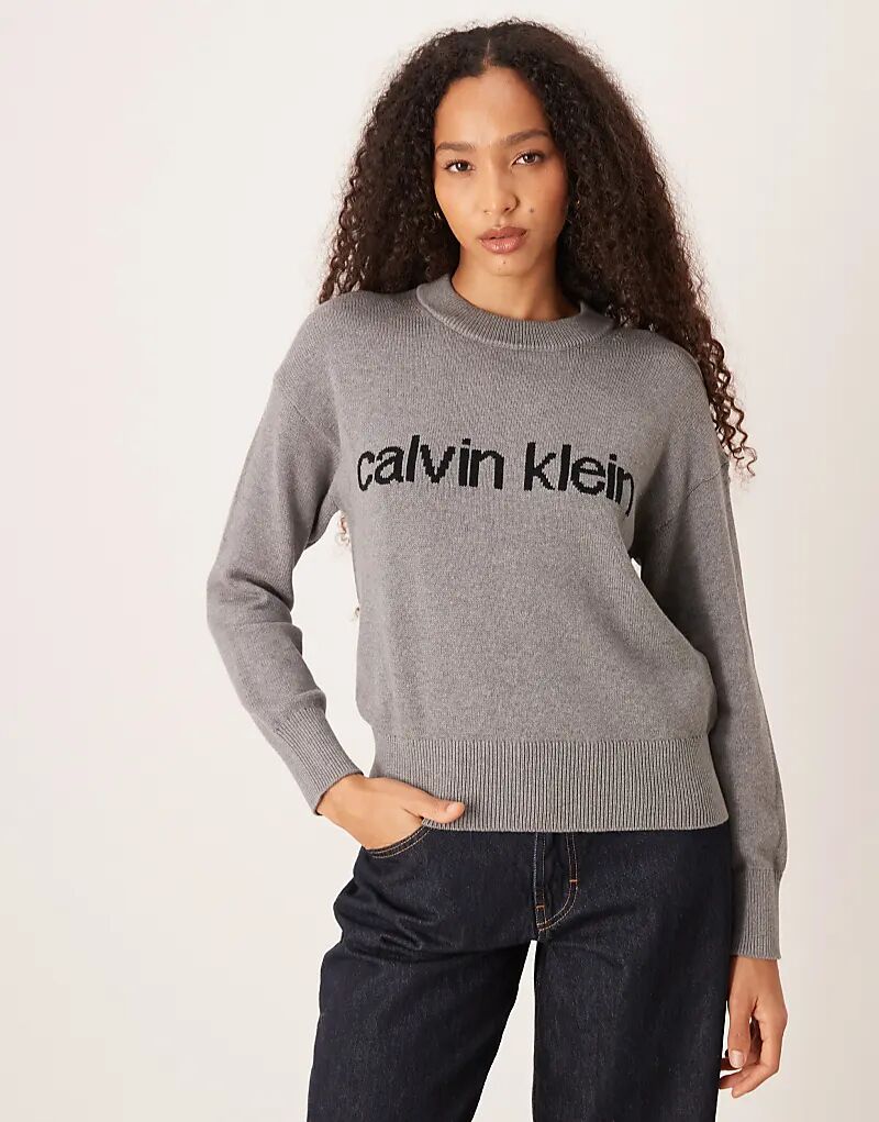 

Джемпер с логотипом Calvin Klein Jeans серого цвета