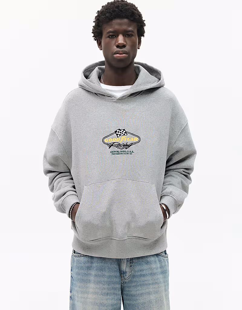 

Толстовка с капюшоном Pull&Bear Good Year license серого цвета