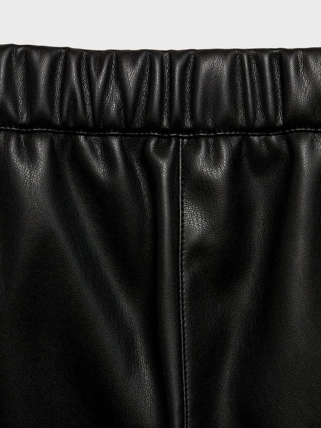 Детские брюки Janet Faux Leather с широкими штанинами Mango, Black — фото 4
